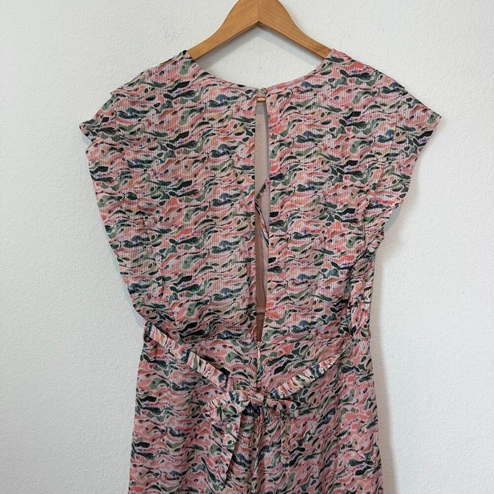 Scotch & Soda Amsterdam Pink Printed Belted Midi Dress Women's Size Large - Picture 5 of 8